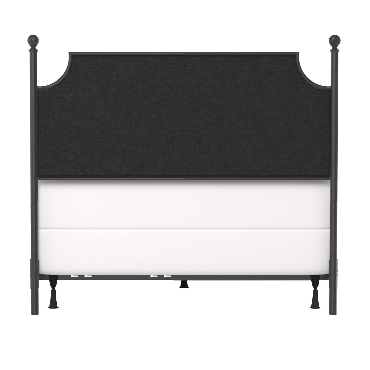 Hillsdale Furniture McArthur Queen Metal and Upholstered Bed, Matte Black with Gray Fabric