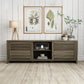 Living Essentials by Hillsdale Handerson 74 Inch Wood Entertainment Console, Dark Oak Finish