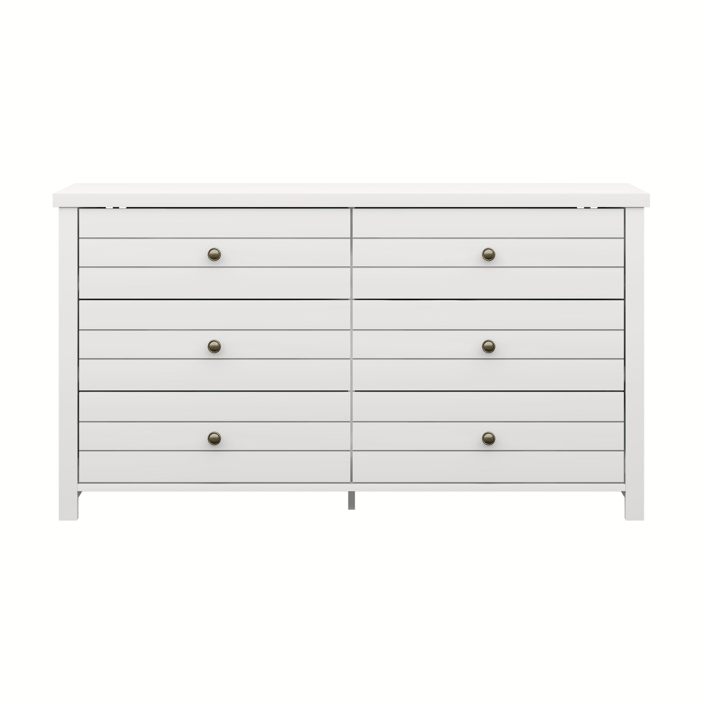 Living Essentials by Hillsdale Harmony Wood 6 Drawer Dresser, Matte White