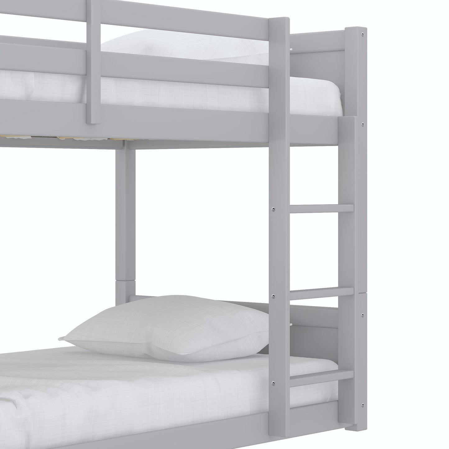 Living Essentials by Hillsdale Capri Wood Twin Over Twin Floor Bunk Bed, Gray