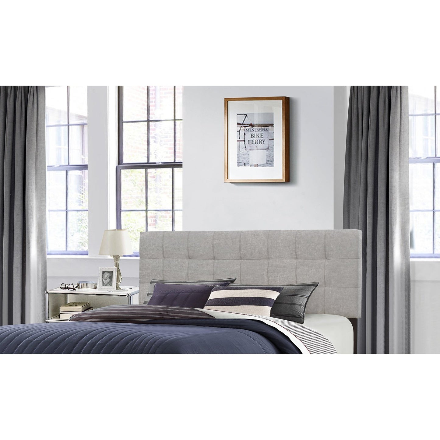 Hillsdale Furniture Delaney Full/Queen Upholstered Headboard, Glacier Gray