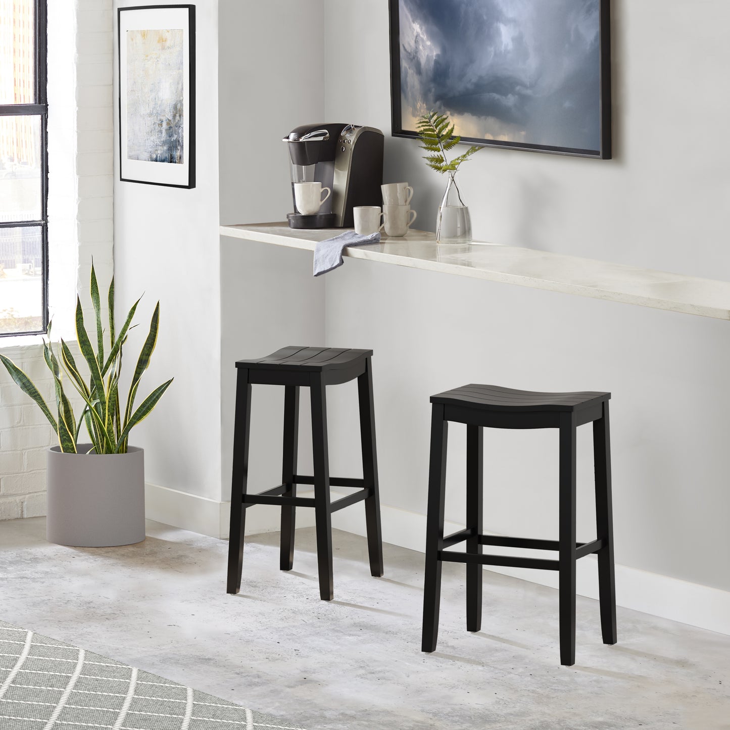 Hillsdale Furniture Fiddler Wood Backless Bar Height Stool, Black