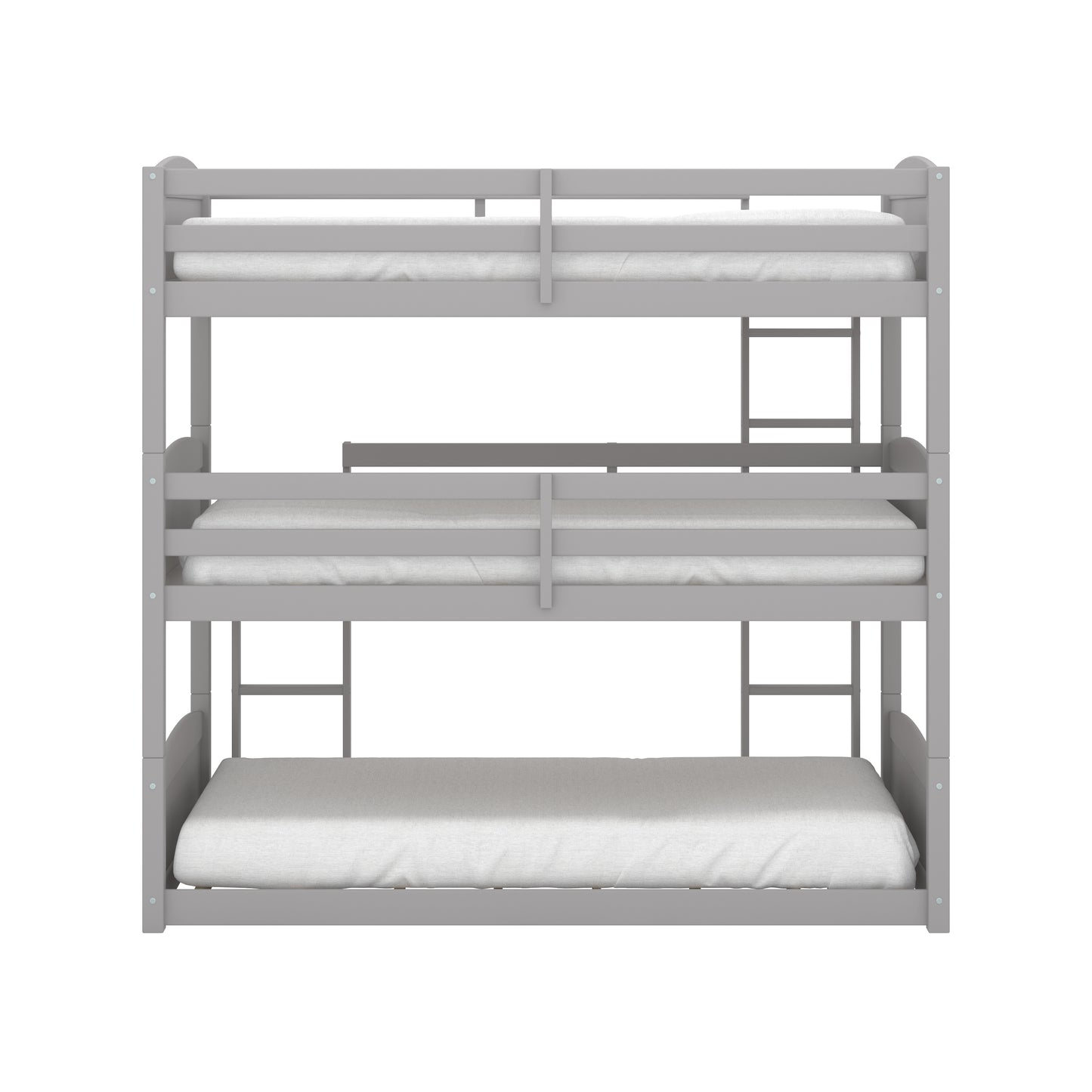 Living Essentials by Hillsdale Alexis Wood Arch Triple Twin Bunk Bed, Gray