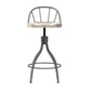 Hillsdale Furniture Worland Metal Adjustable Height Swivel Stool with Back, Pewter Metal with Gray Finished Wood