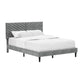 Hillsdale Furniture Crestwood Upholstered Chevron Pleated Platform Queen Bed with 2 Dual USB Ports, Platinum