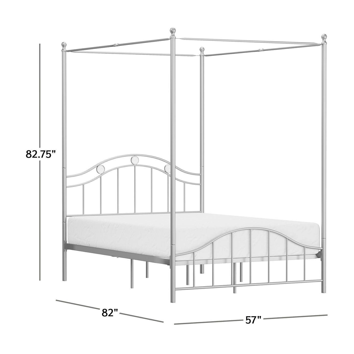 Hillsdale Furniture Vivian Metal Full Canopy Bed, Silver