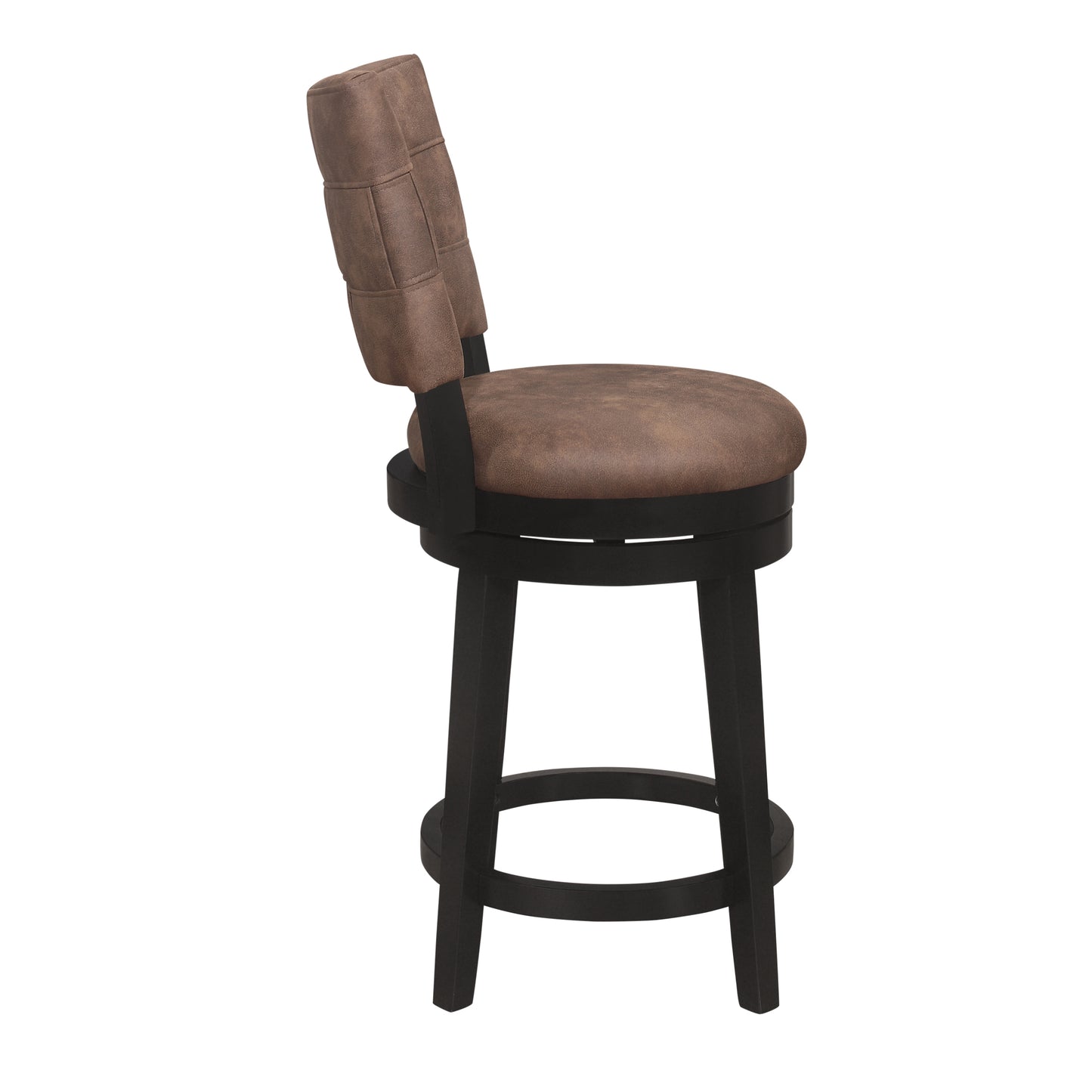 Hillsdale Furniture Kaede Wood and Upholstered Counter Height Swivel Stool, Black with Chestnut Faux Leather