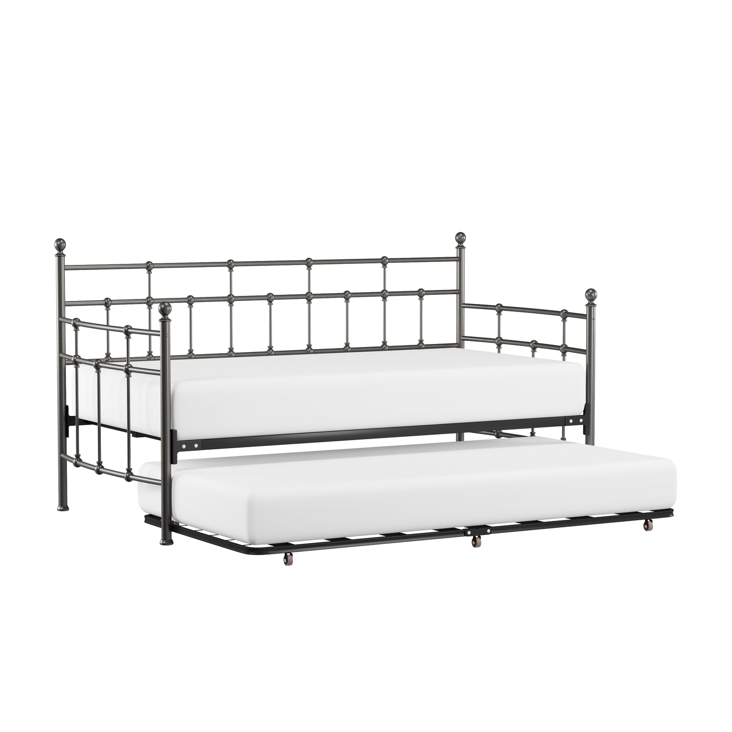 Hillsdale Furniture Providence Metal Twin Daybed with Roll Out Trundle, Aged Pewter