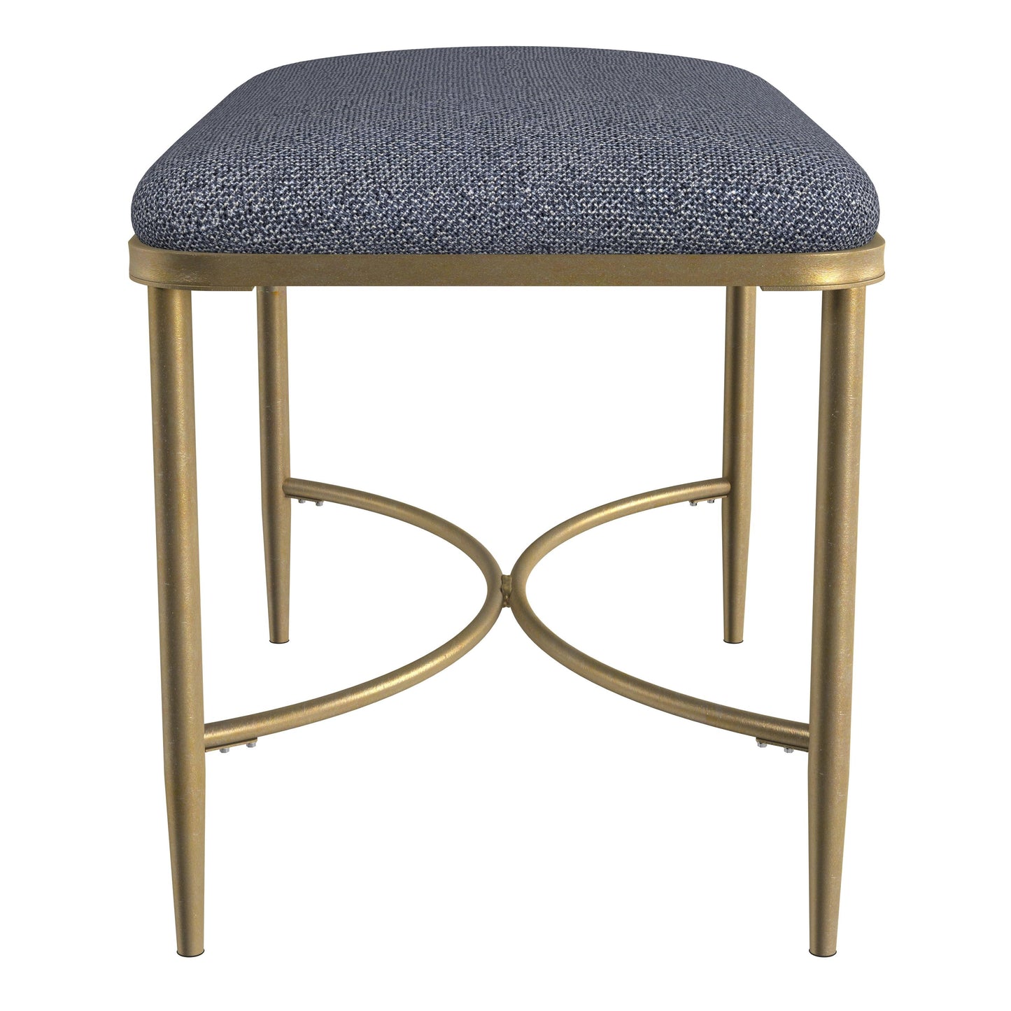 Hillsdale Furniture Wimberly Modern Backless Metal Vanity Stool, Gold with Blue Fabric