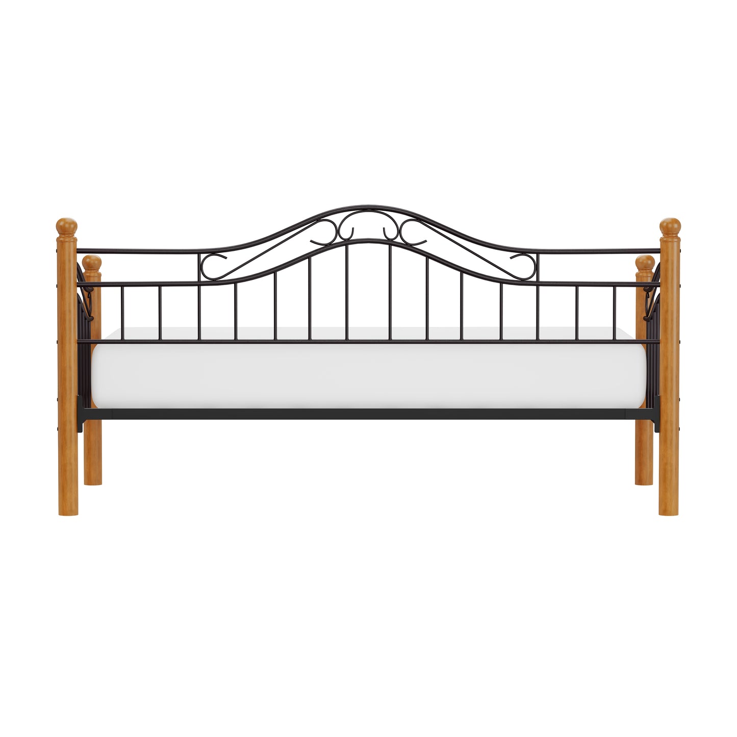 Hillsdale Furniture Winsloh Metal Twin Daybed with Oak Wood Posts, Black