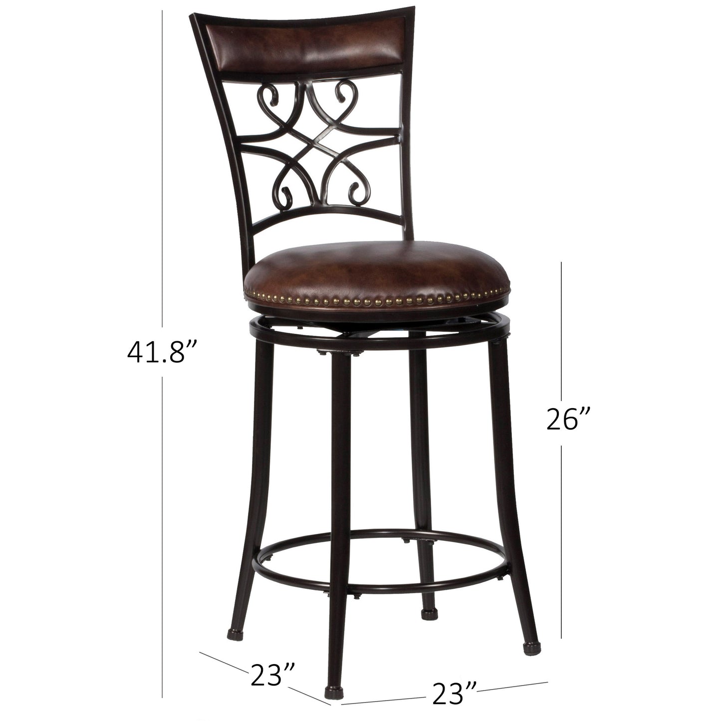 Hillsdale Furniture Seville Metal Counter Height Swivel Stool, Brown Shimmer