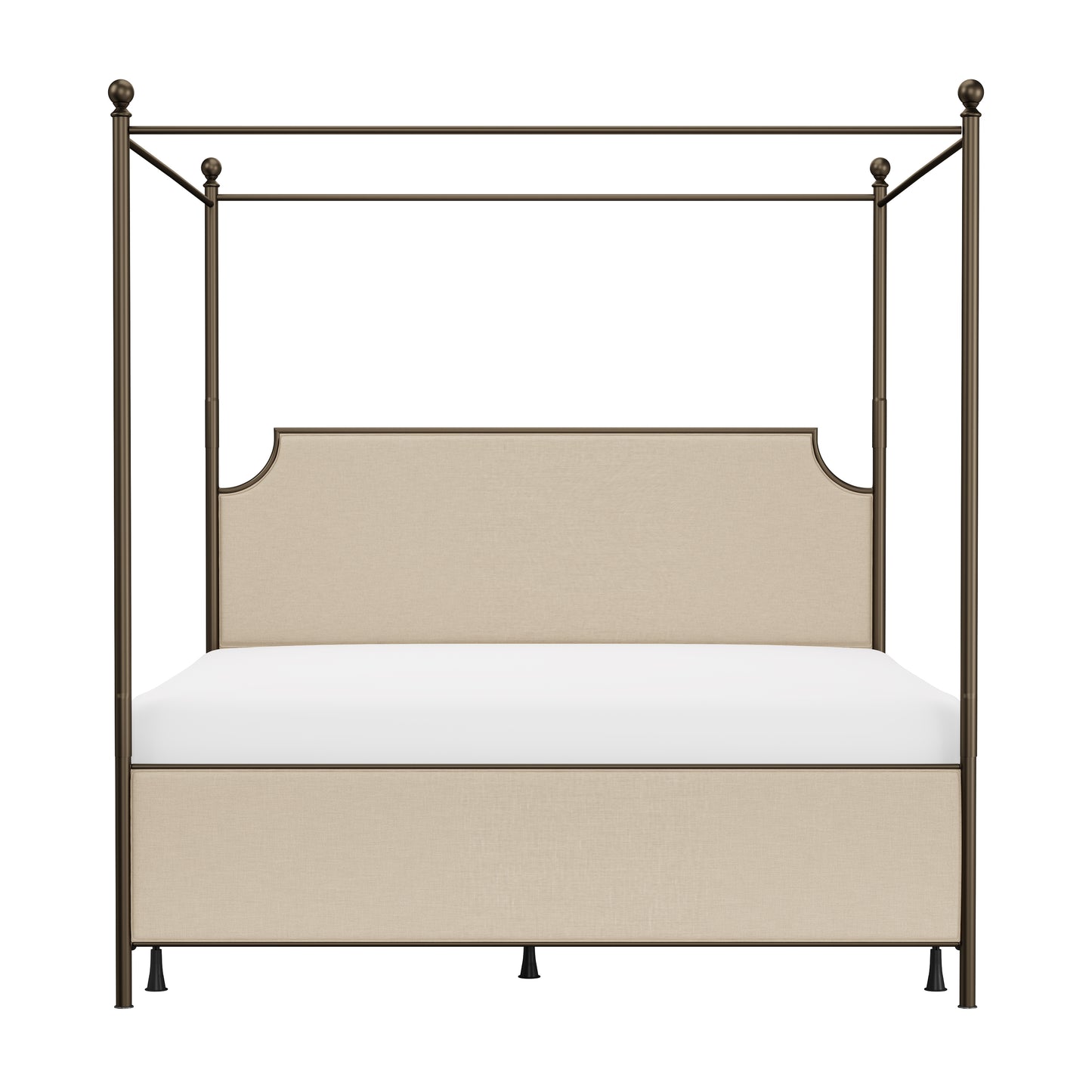 Hillsdale Furniture McArthur King Metal and Upholstered Canopy Bed, Bronze with Linen Stone Fabric