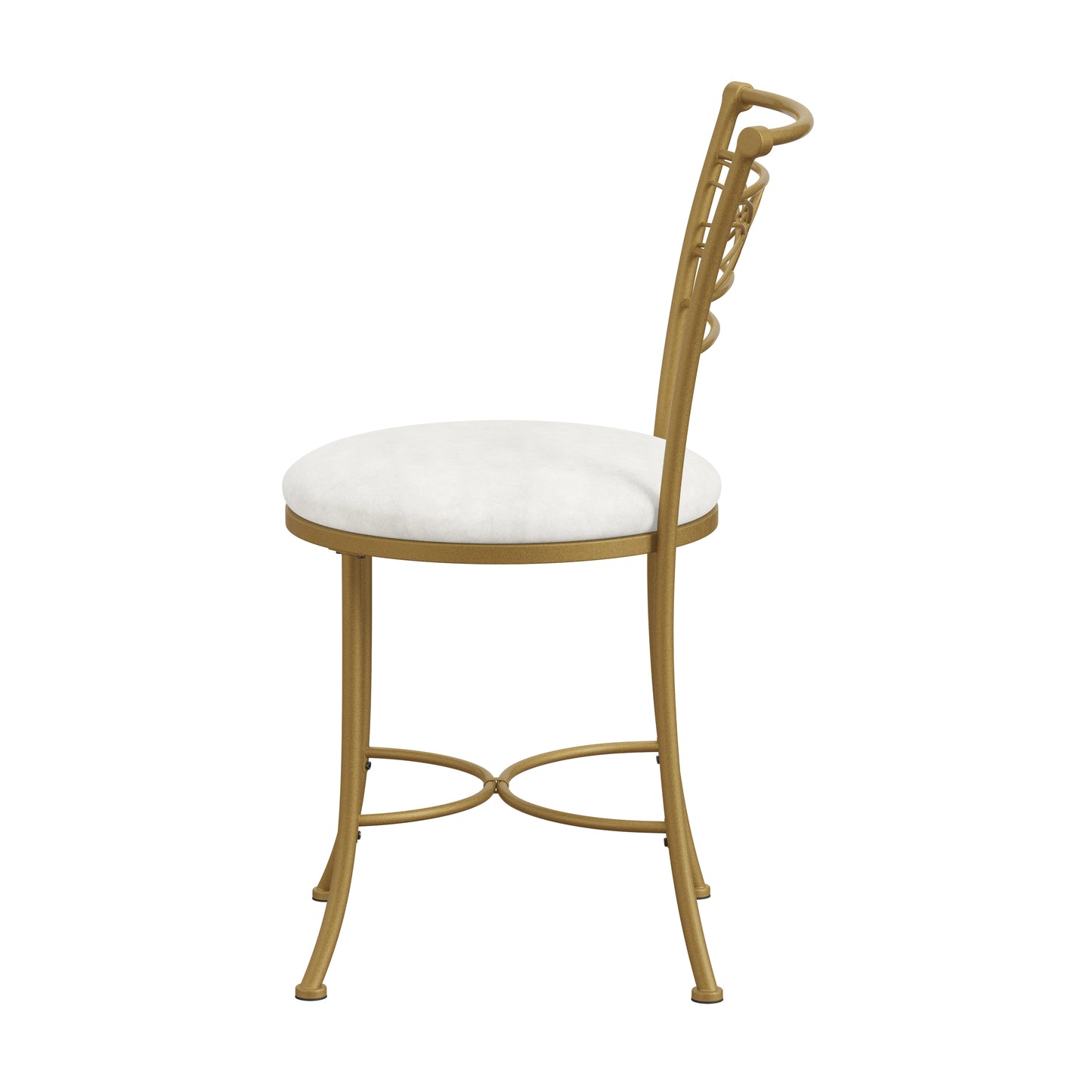 Hillsdale Furniture Dutton Metal Vanity Stool with Center Diamond Design, Gold