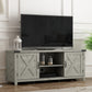 Living Essentials by Hillsdale Latvia Gaming Ready Wood 60 inch TV Stand with "X" Back Doors and Shelves, Rustic Gray