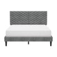 Hillsdale Furniture Crestwood Upholstered Chevron Pleated Platform Queen Bed with 2 Dual USB Ports, Platinum