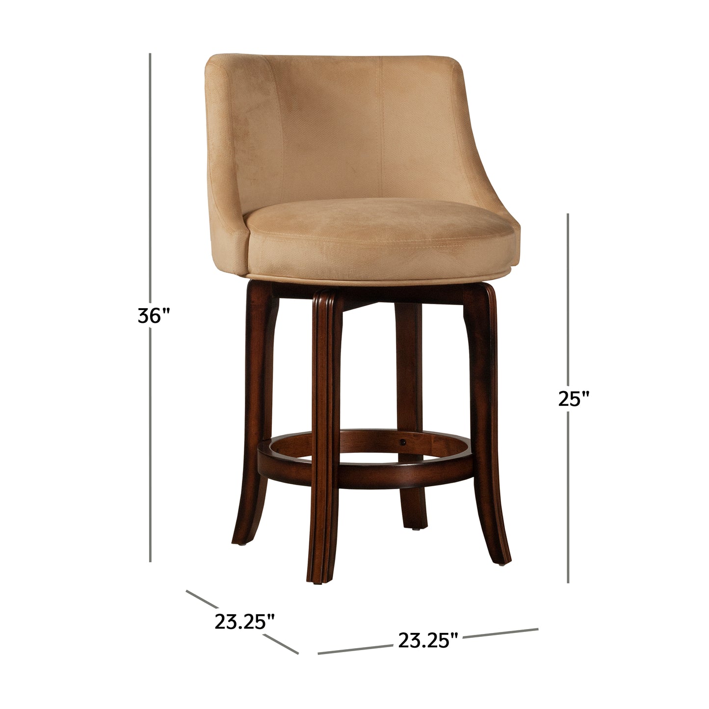 Hillsdale Furniture Napa Valley Wood Counter Height Swivel Stool, Dark Brown Cherry  with Textured Khaki Fabric