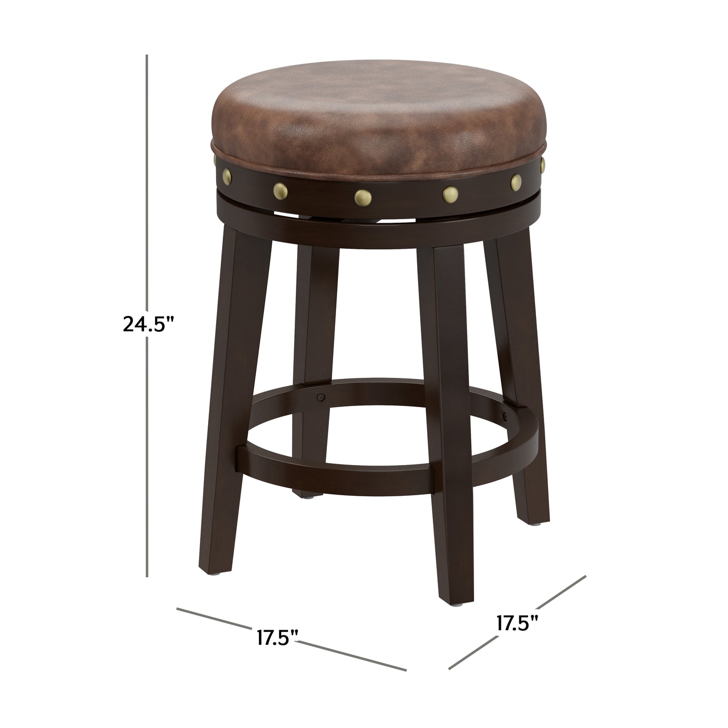 Hillsdale Furniture Benard Wood Backless Counter Height Swivel Stool, Deep Smoke Brown