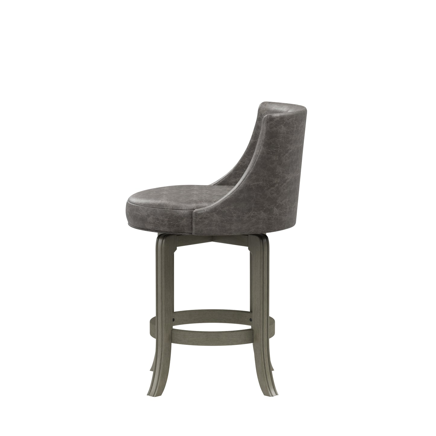 Hillsdale Furniture Napa Valley Wood Counter Height Swivel Stool, Aged Gray with Charcoal Faux Leather