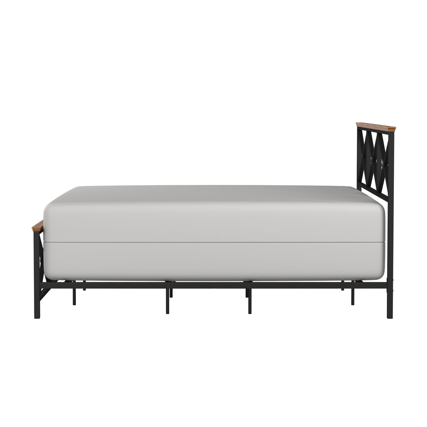 Hillsdale Furniture Ashford Metal King Bed with Wood Accent, Textured Black with Oak Finished Wood