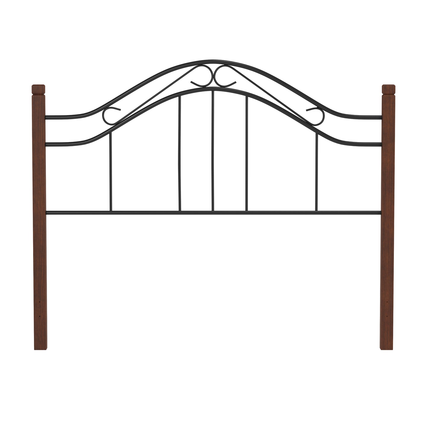 Hillsdale Furniture Matson Full/Queen Metal Headboard with Cherry Wood Posts without Frame, Black