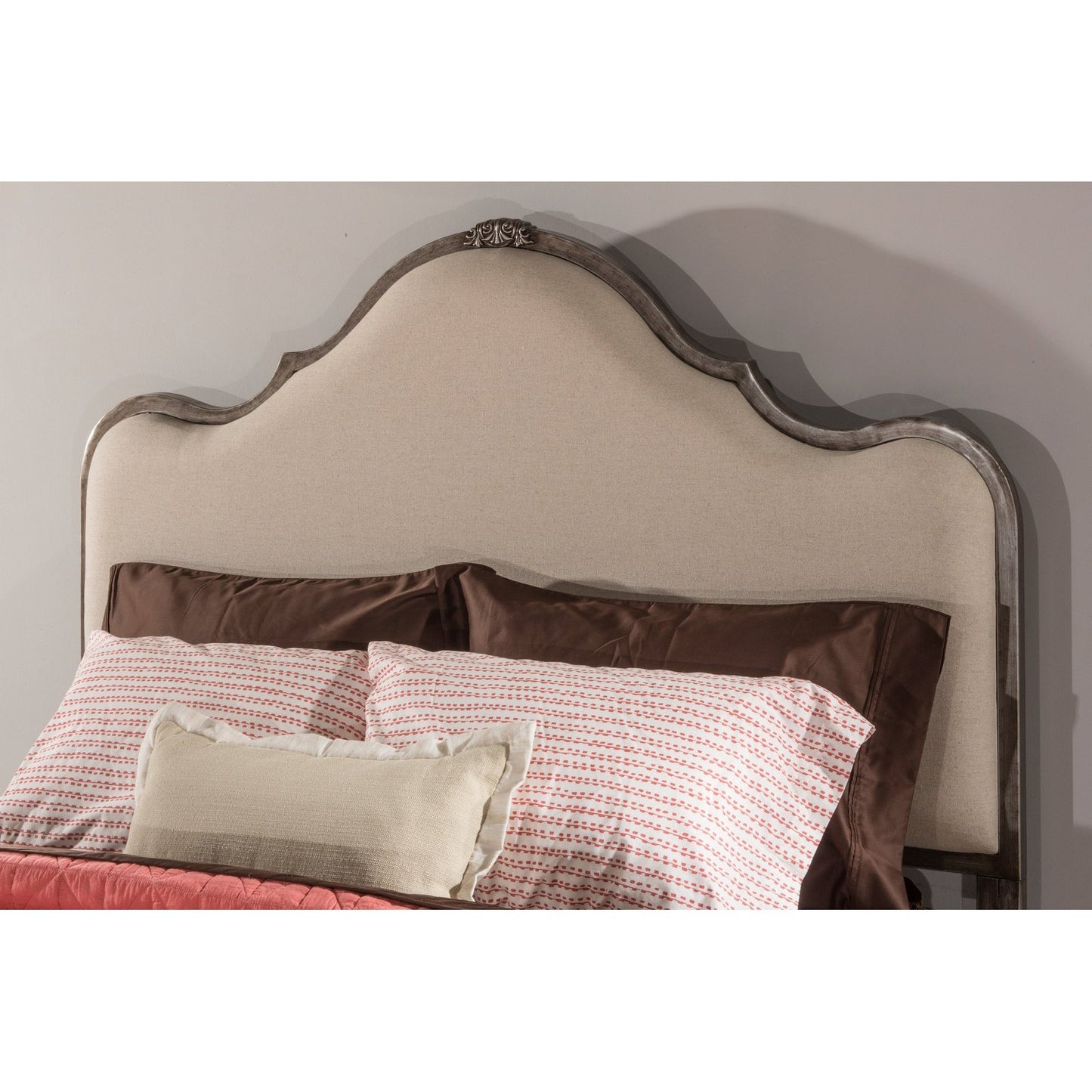 Hillsdale Furniture Delray Queen Upholstered Headboard with Frame, Linen Stone