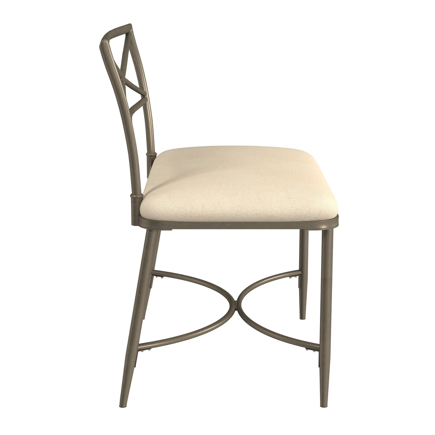 Hillsdale Furniture Wimberly Modern X-Back Metal Vanity Stool, Champagne Gold with Cream Fabric