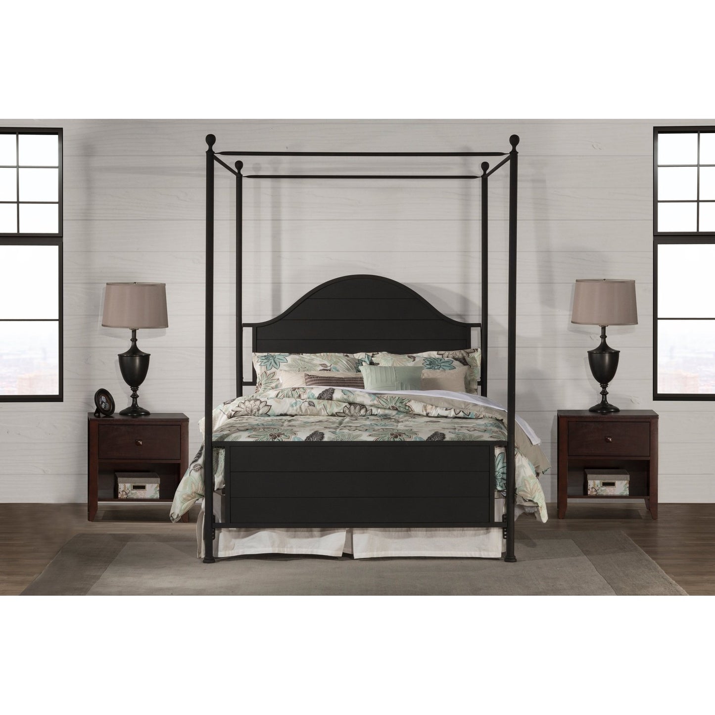 Hillsdale Furniture Cumberland King Metal Canopy Bed, Textured Black