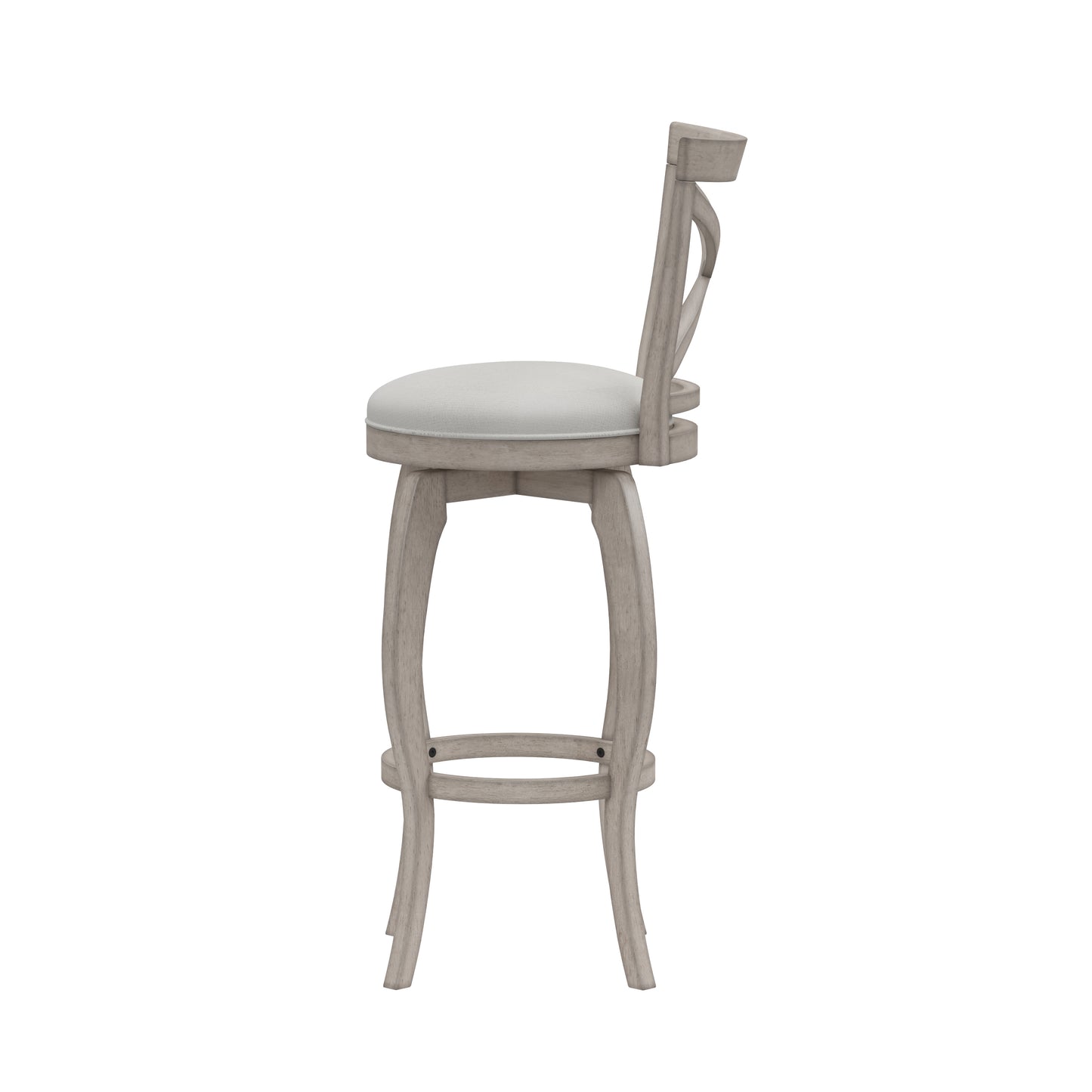 Hillsdale Furniture Ellendale Wood Bar Height Swivel Stool, Aged Gray with Fog Gray Fabric