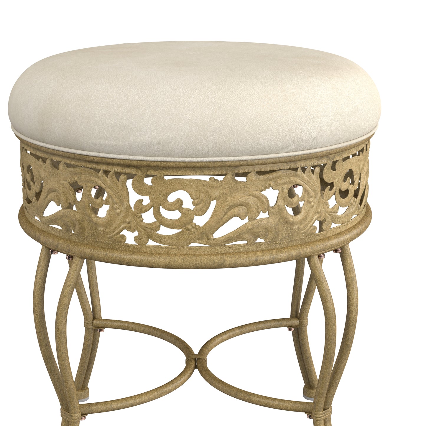 Hillsdale Furniture Villa III Backless Metal Vanity Stool, Antique Beige