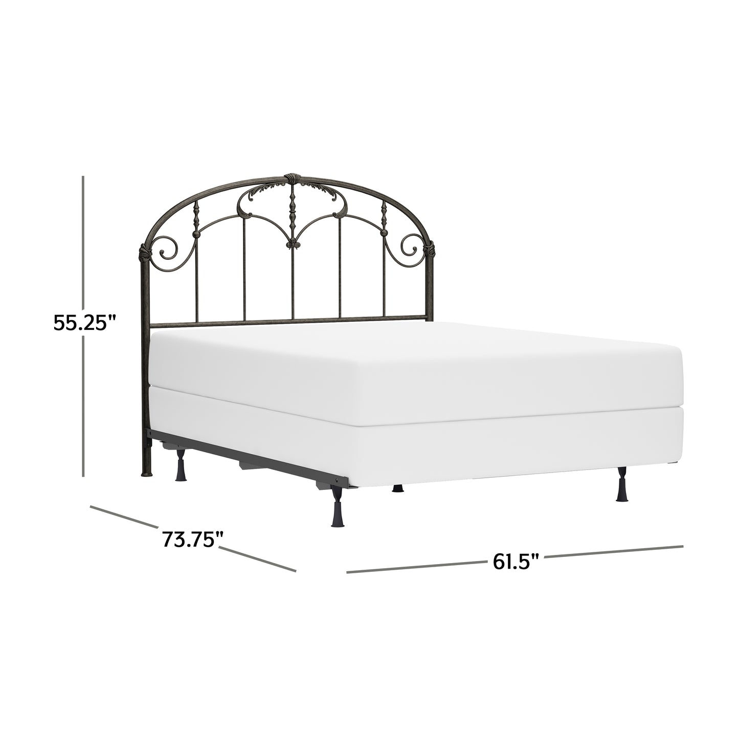 Hillsdale Furniture Jacqueline Metal Full/Queen Headboard with Frame, Old Brushed Pewter