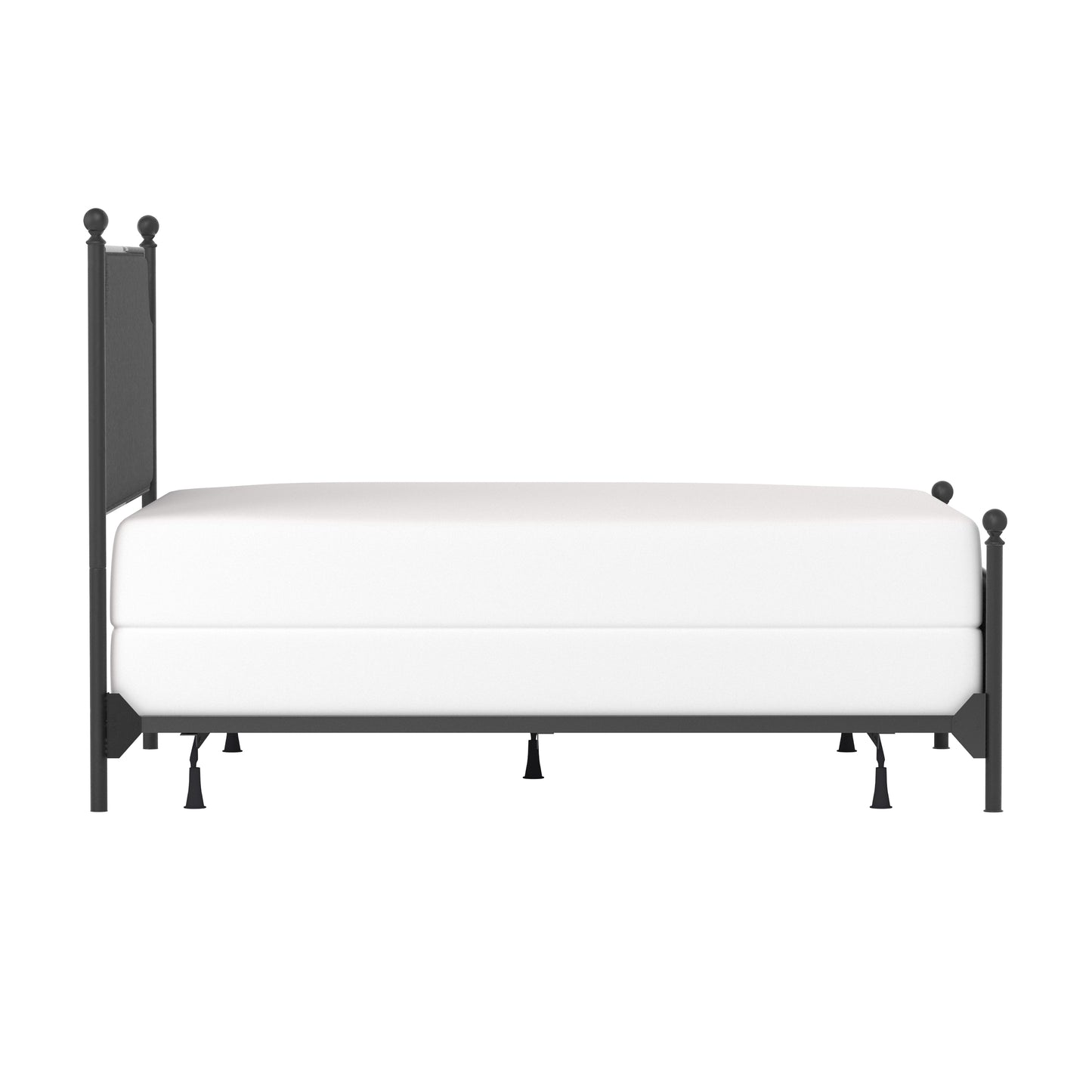 Hillsdale Furniture McArthur Queen Metal and Upholstered Bed, Matte Black with Gray Fabric