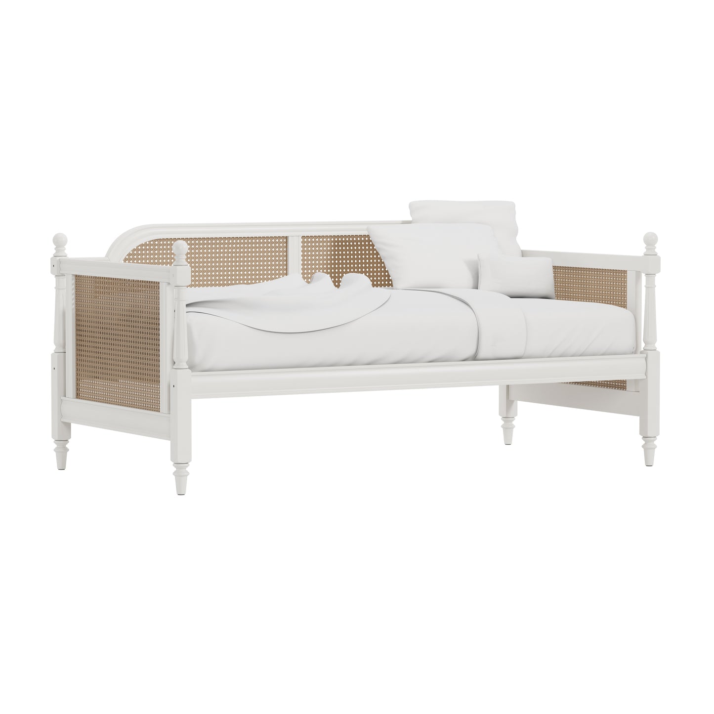 Hillsdale Furniture Melanie Wood and Cane Twin Daybed, White