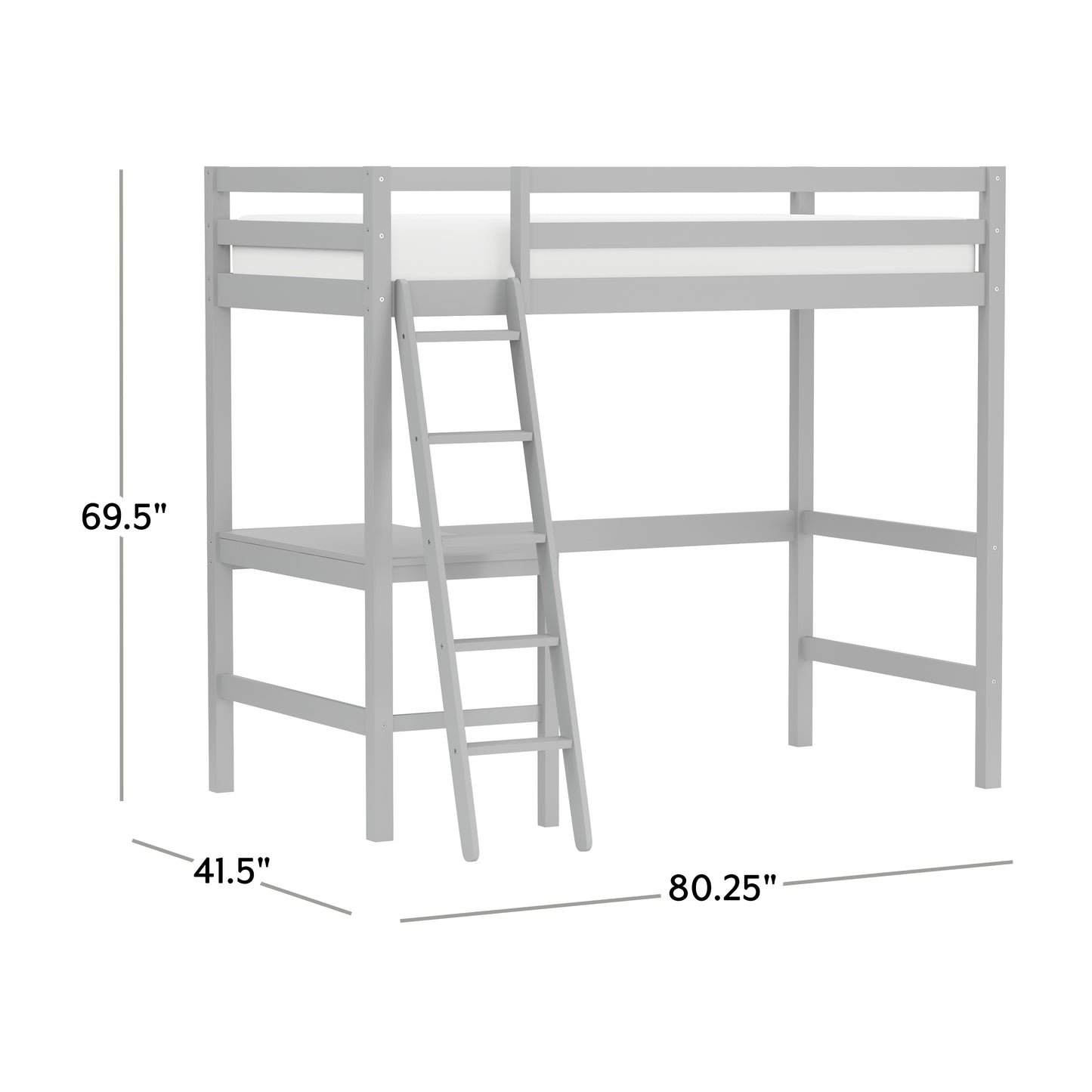 Hillsdale Kids and Teen Caspian Wood Twin Loft Bed, Gray