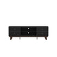 Living Essentials by Hillsdale Kincaid 70 inch Wood TV Stand with 2 Doors and Shelves, Matte Black