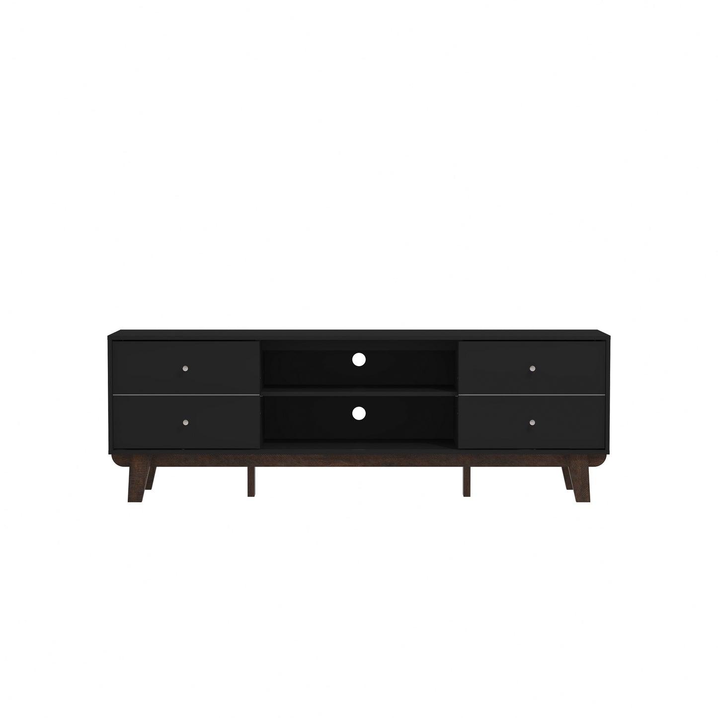 Living Essentials by Hillsdale Kincaid 70 inch Wood TV Stand with 2 Doors and Shelves, Matte Black