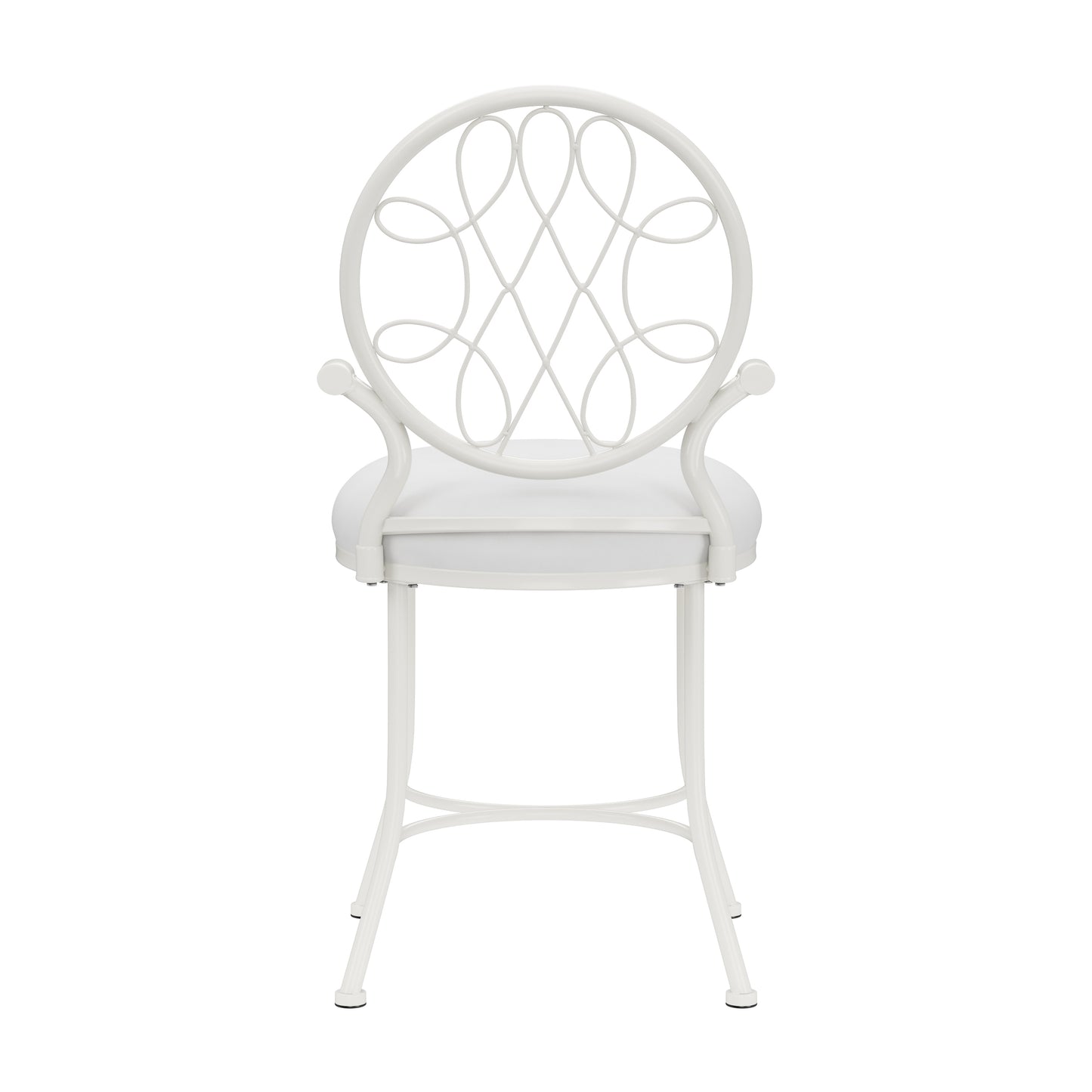 Hillsdale Furniture OMalley Metal Vanity Stool, Shiny White with White Fabric