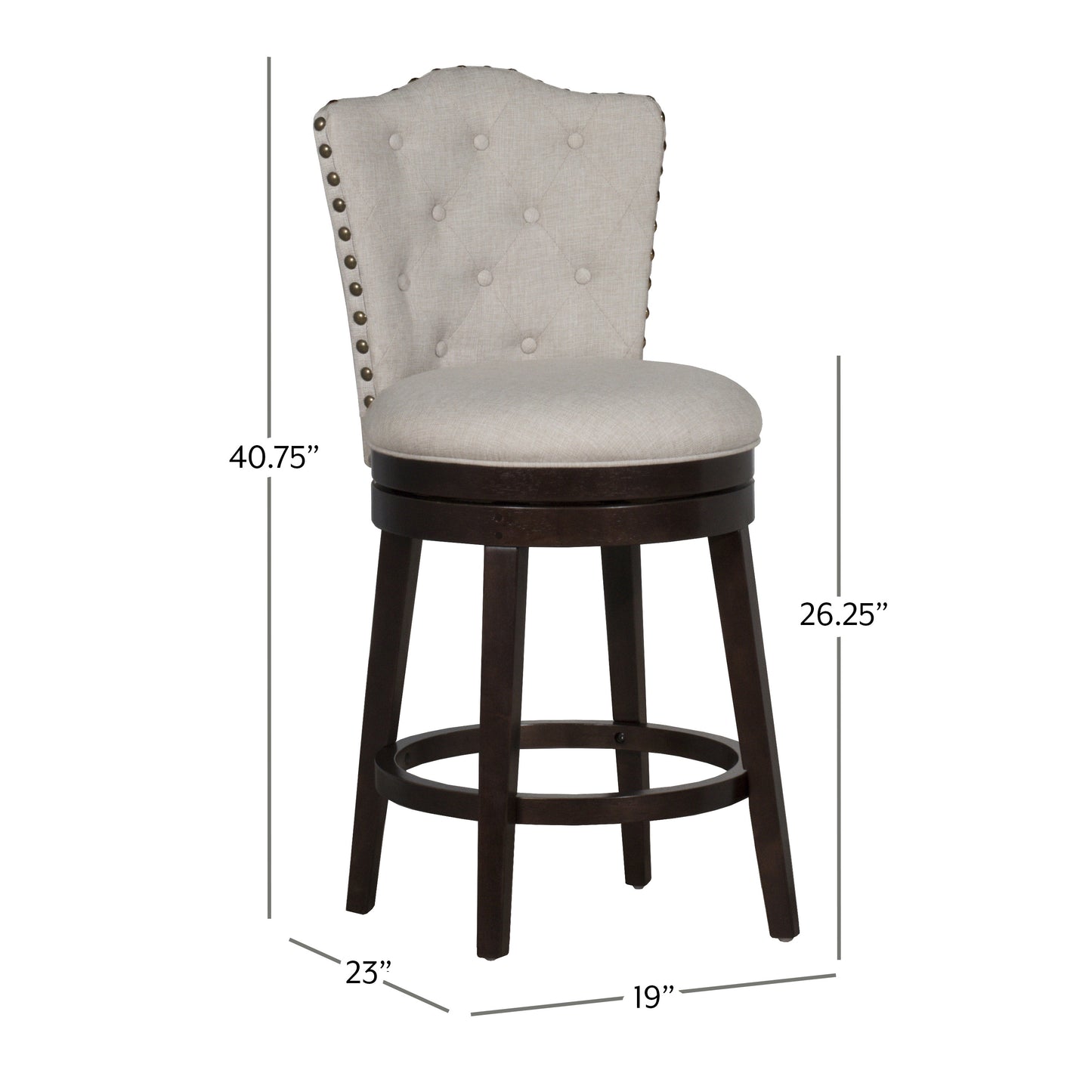 Hillsdale Furniture Edenwood Wood Counter Height Swivel Stool, Smoke Chocolate with Cream Fabric