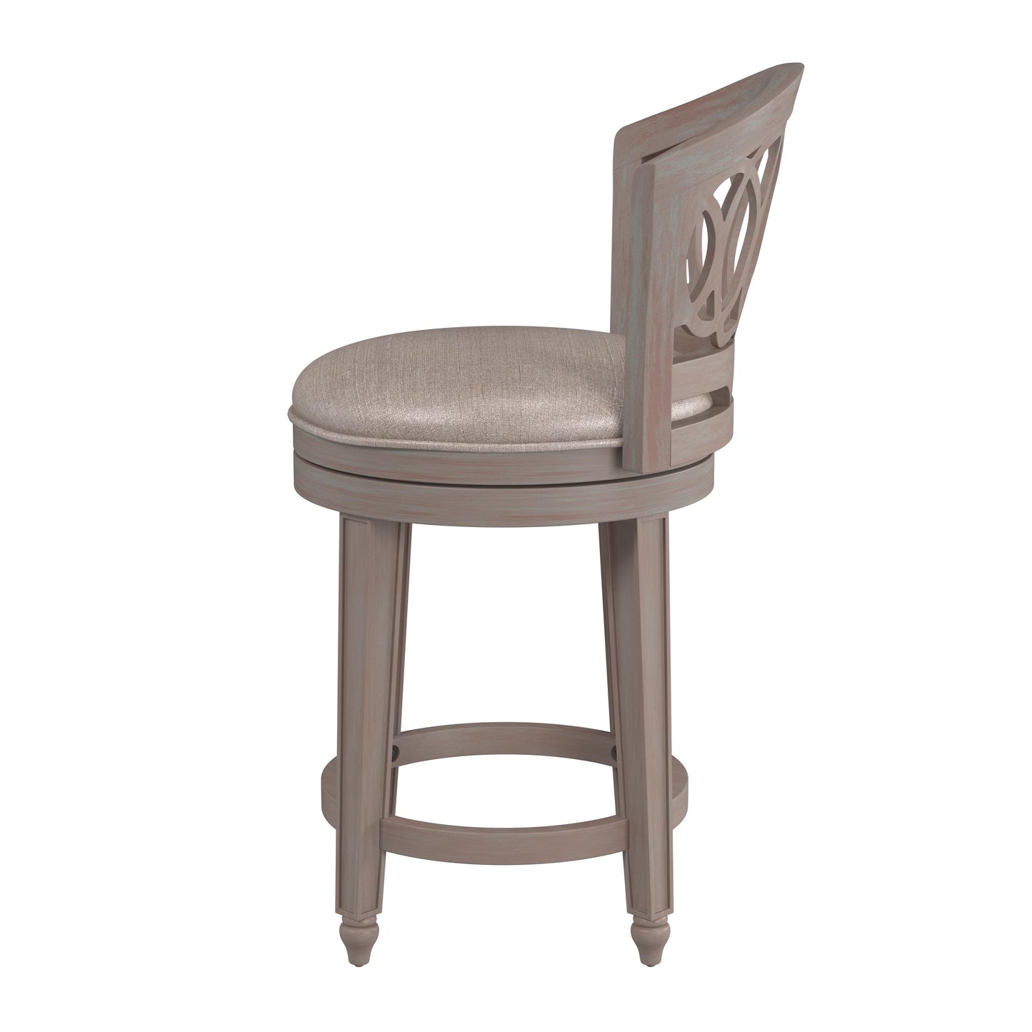 Hillsdale Furniture Adelyn Wood Counter Height Swivel Stool, Antique Gray wash with Putty Beige Fabric