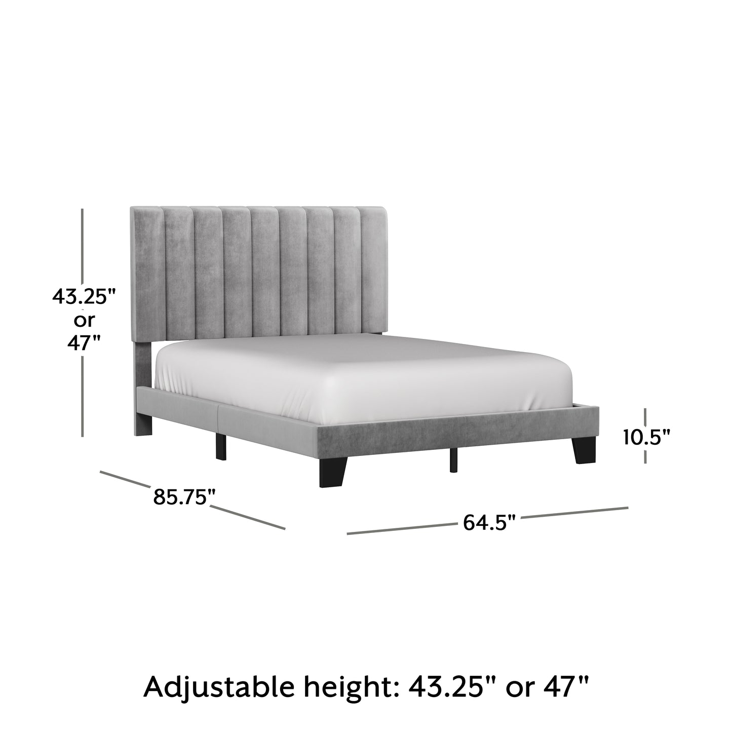 Hillsdale Furniture Crestone Upholstered Queen Platform Bed, Silver/Gray