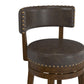 Hillsdale Furniture Lawton Wood Counter Height Swivel Stool, Walnut with Aged Brown Faux Leather