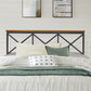 Hillsdale Furniture Ashford Metal Full/Queen Headboard, Textured Black with Oak Finished Wood