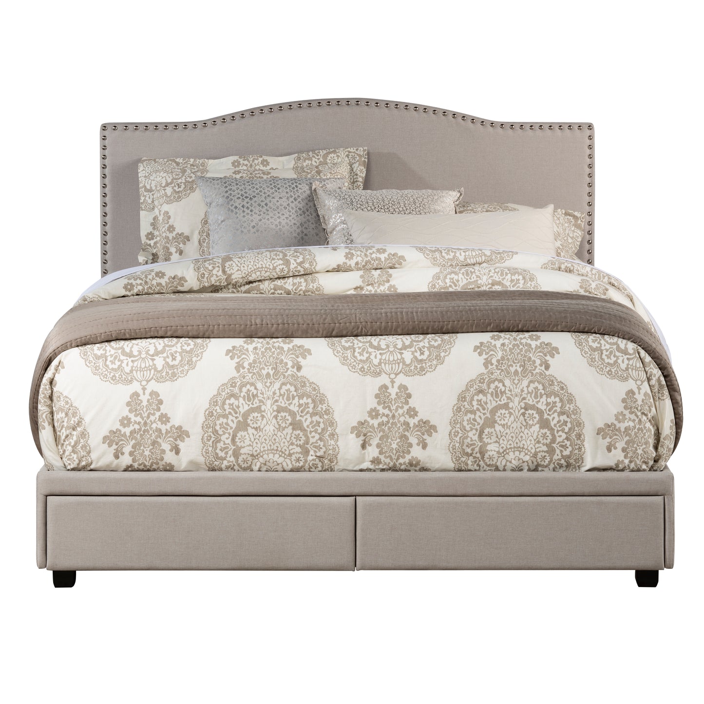 Hillsdale Furniture Kiley Queen Upholstered Adjustable Storage Bed, Fog