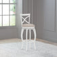 Hillsdale Furniture Ellendale Wood Bar Height Swivel Stool, White with Beige Fabric