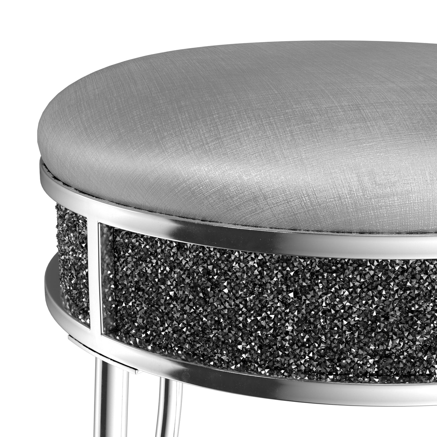 Hillsdale Furniture Roma Backless Faux Diamond Cluster Vanity Stool, Chrome