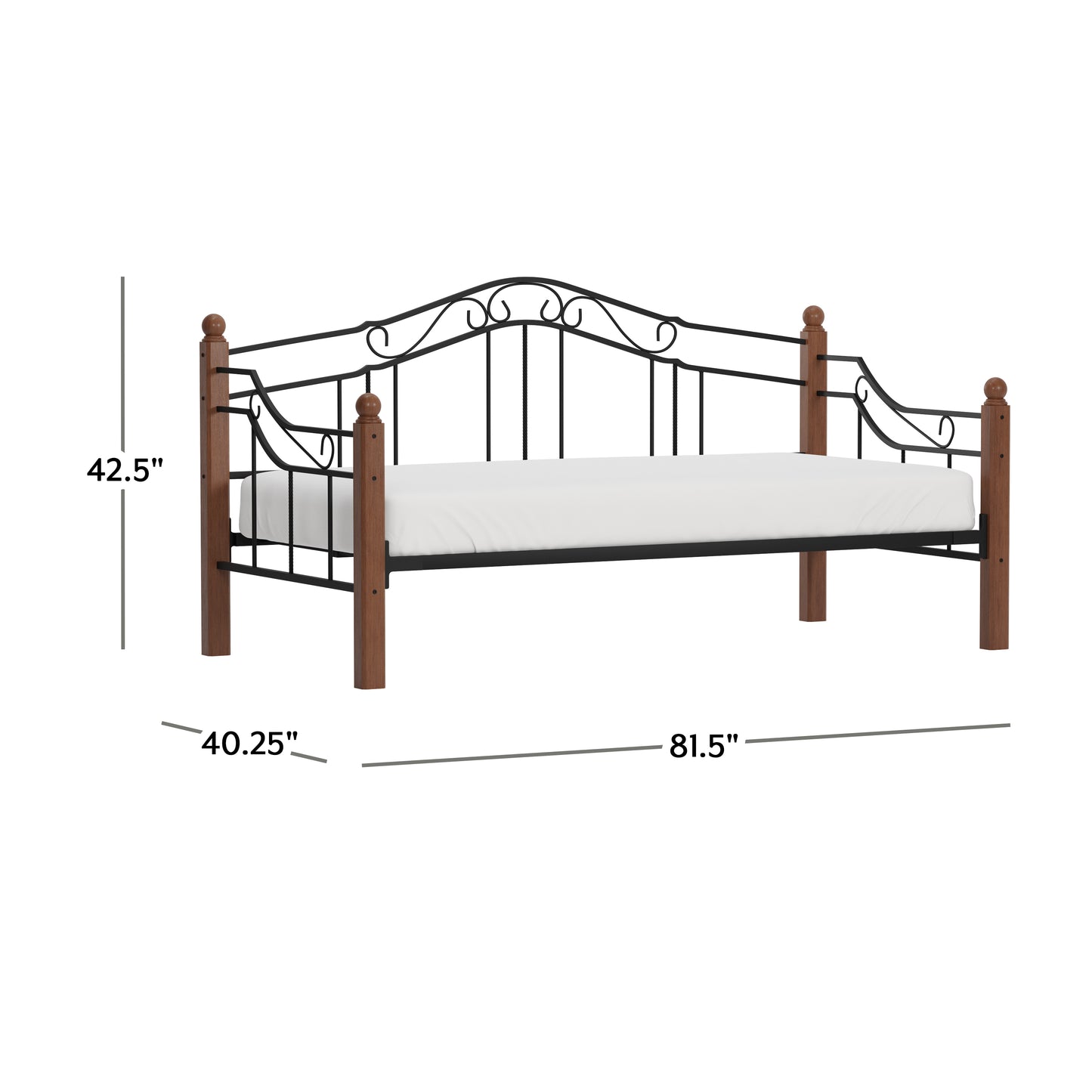 Hillsdale Furniture Madison Wood and Metal Twin Daybed, Black with Cherry Posts