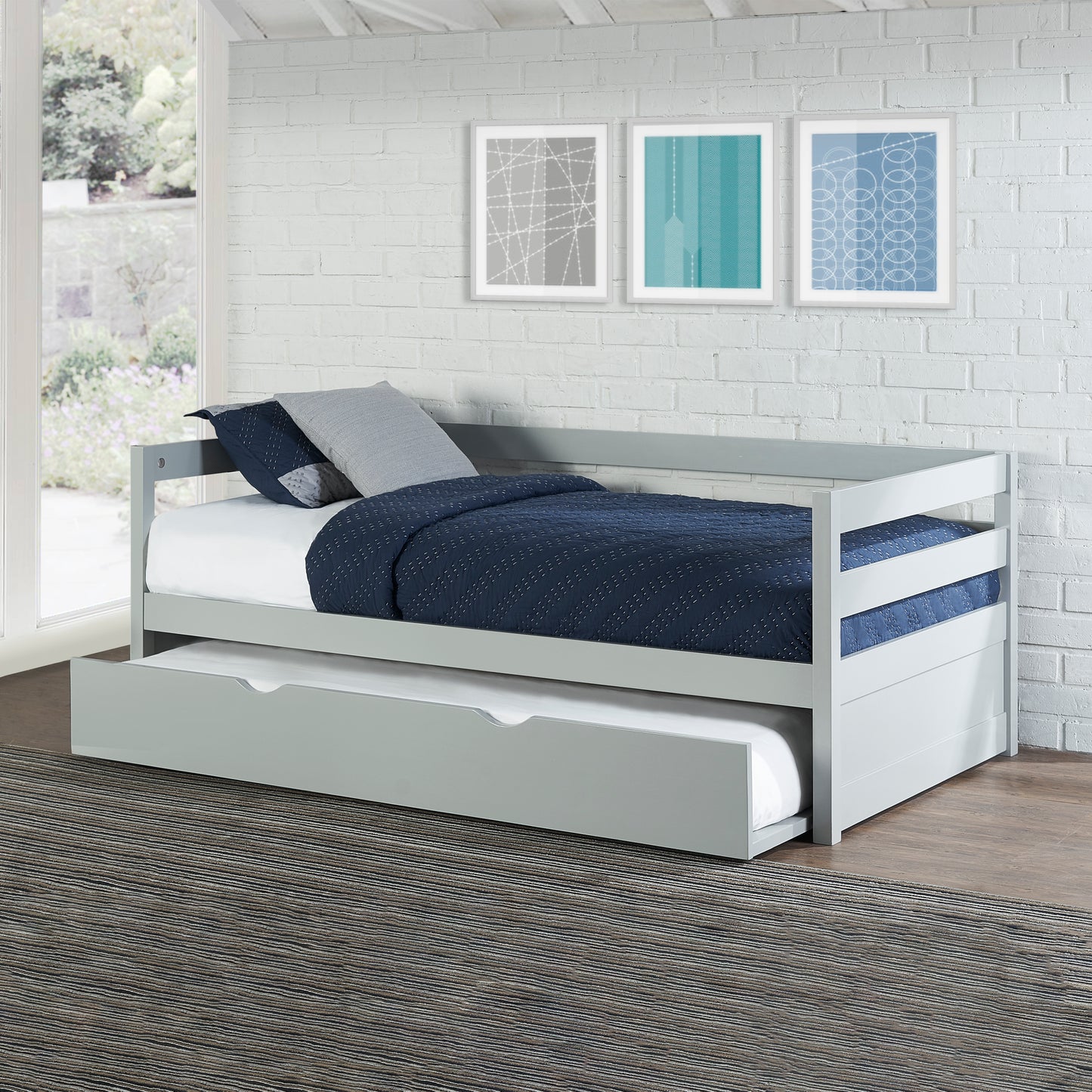 Hillsdale Kids and Teen Caspian Daybed with Trundle, Gray