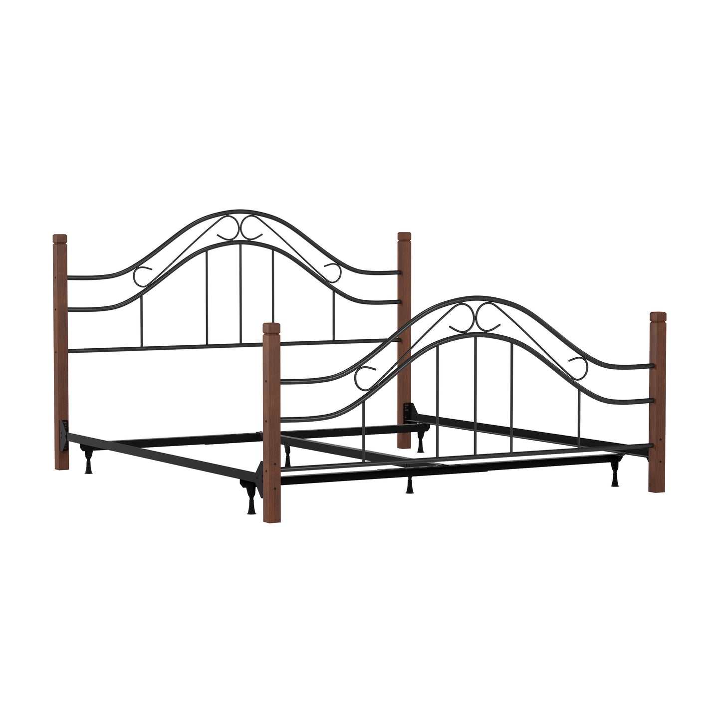 Hillsdale Furniture Matson King Metal Bed with Cherry Wood Posts, Black