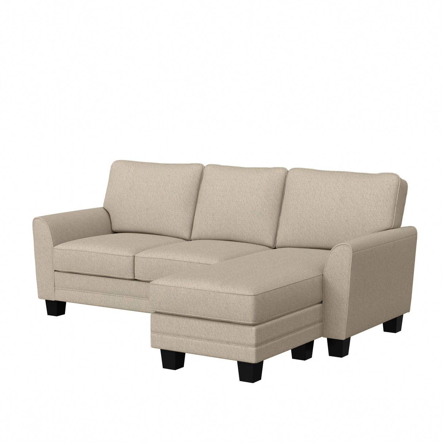 Hillsdale Furniture Upholstered Reversible Chaise Sectional with Storage Ottoman, Putty