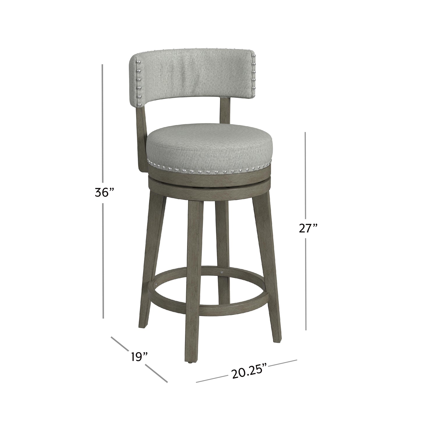 Hillsdale Furniture Lawton Wood Counter Height Swivel Stool, Antique Gray with Ash Gray Fabric