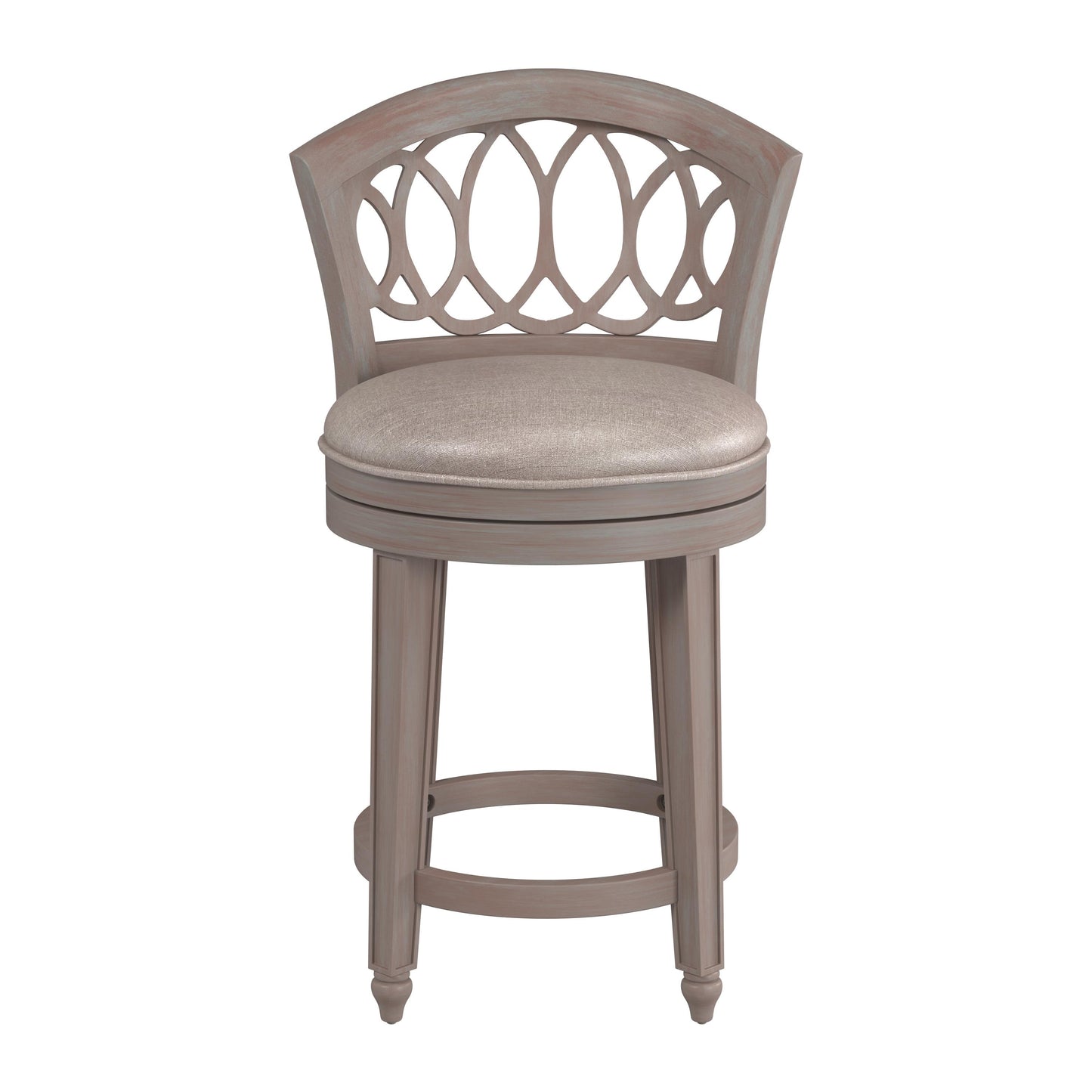 Hillsdale Furniture Adelyn Wood Counter Height Swivel Stool, Antique Gray wash with Putty Beige Fabric